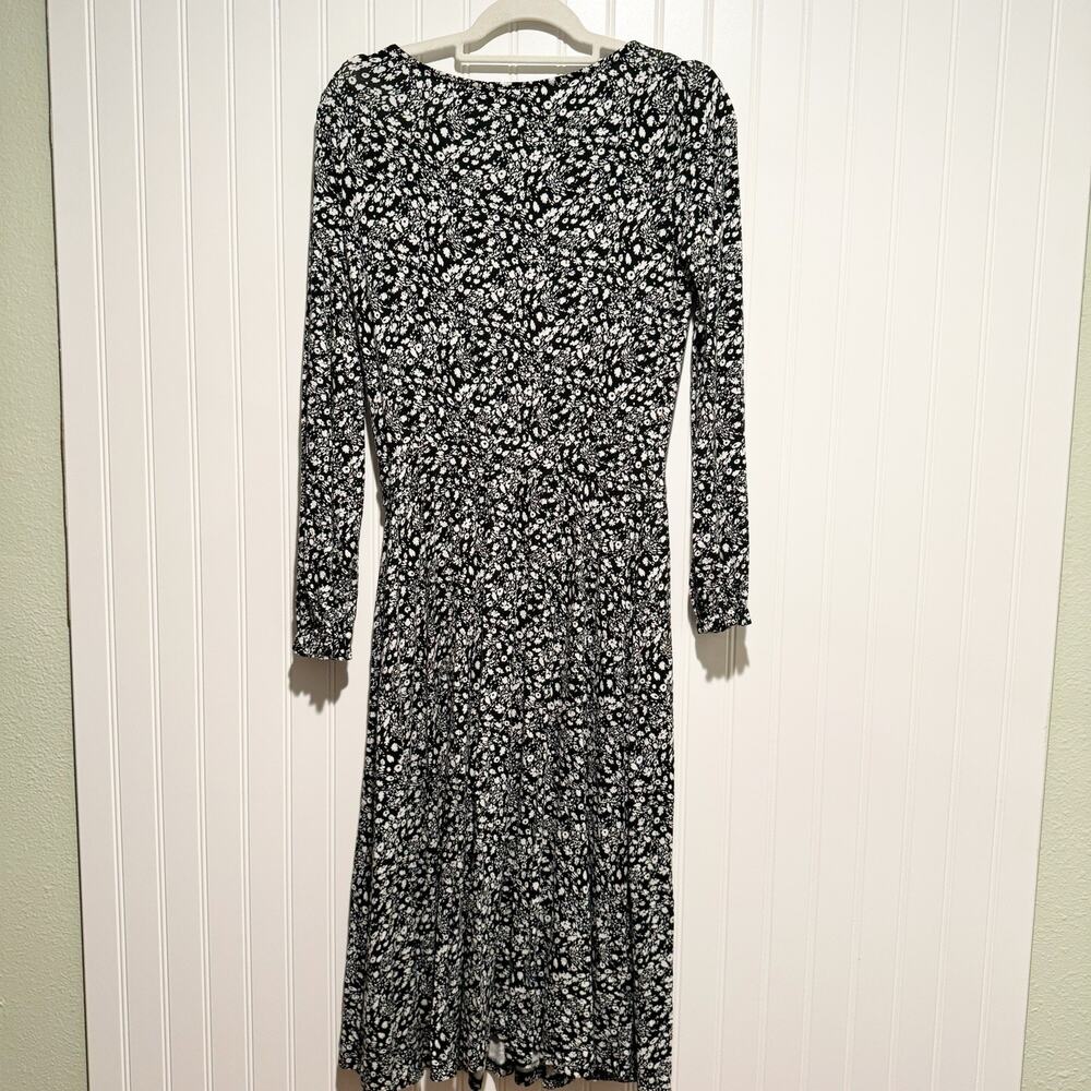 Boden Evelyn Jersey Knit Midi Dress Black White Floral Size 6 Petite - Picture 8 of 8